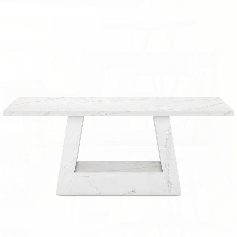 63'' Modern Rectangular Dining Table with Faux Marble Top