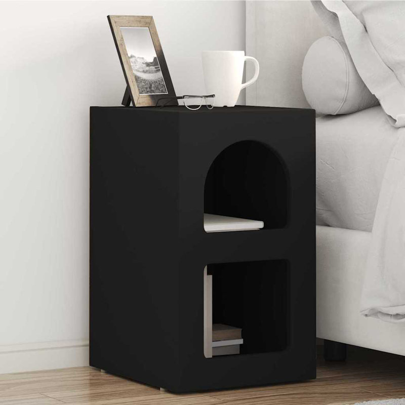 29.5cm W Manufactured Wood Bedside Table, Black