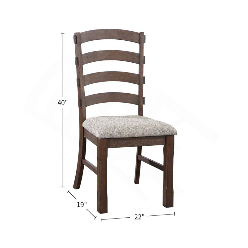 Ensemble de 2 chaises d'appoint avec siège rembourré, gris et brun rustique