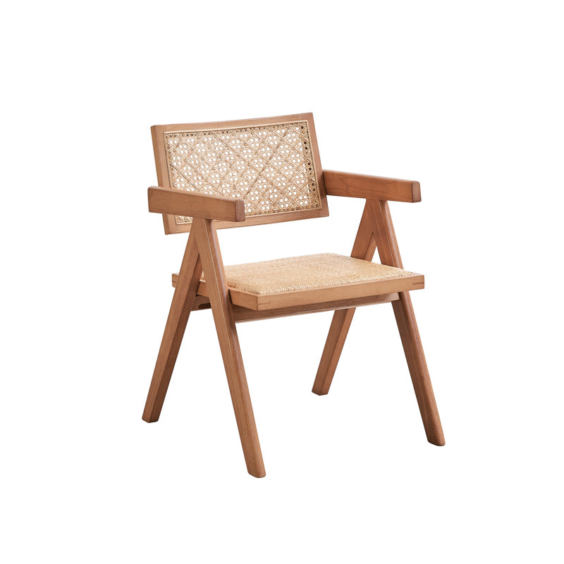 2 fauteuils en beige naturel - pieds en bois massif avec dossier rembourré de style Mid-Century moderne pour la bière et 2 coussins confortables