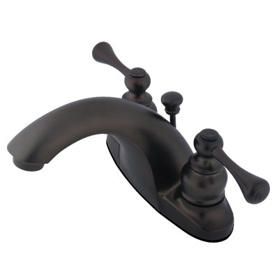 Kingston Brass English Country Two-Handle 3-Hole Deck Mount 4" Centerset Bathroom Faucet with Plastic Pop-Up
