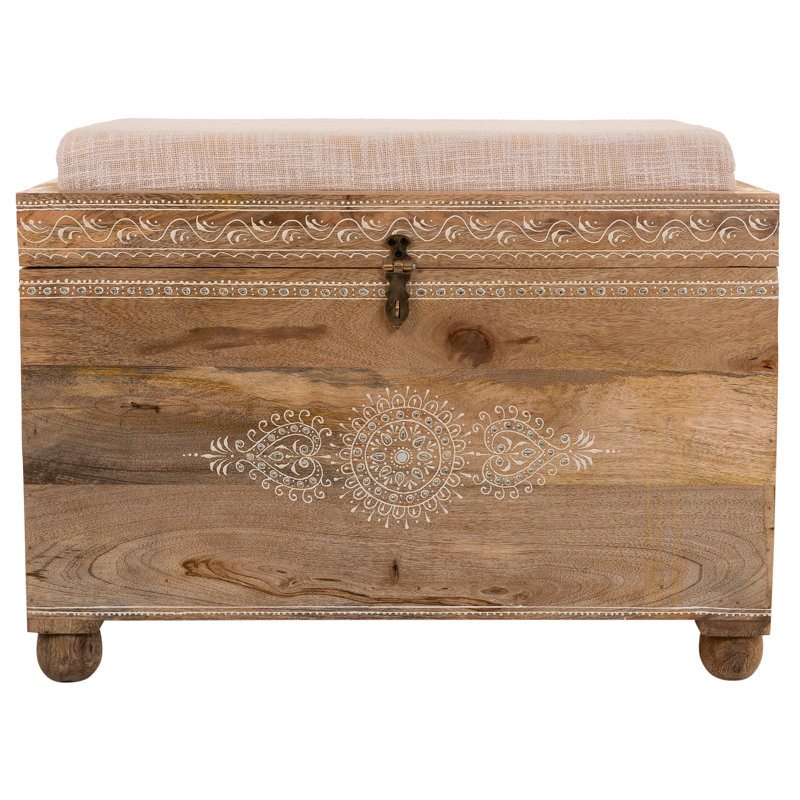 Argirdas 72cm Wide Tufted Rectangle Floral Footstool Ottoman with Storage