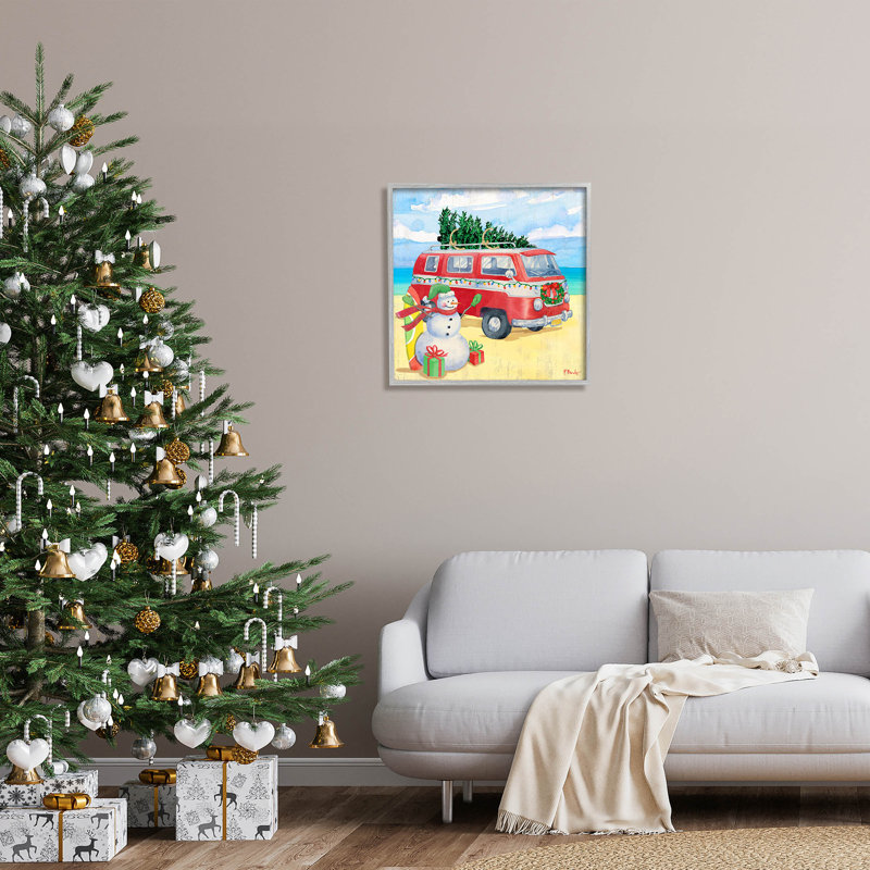 Christmas Beach Nautical Van at-101, H 24 po x l 24 po x P 1,5 po, Estampe numérique Farmhouse