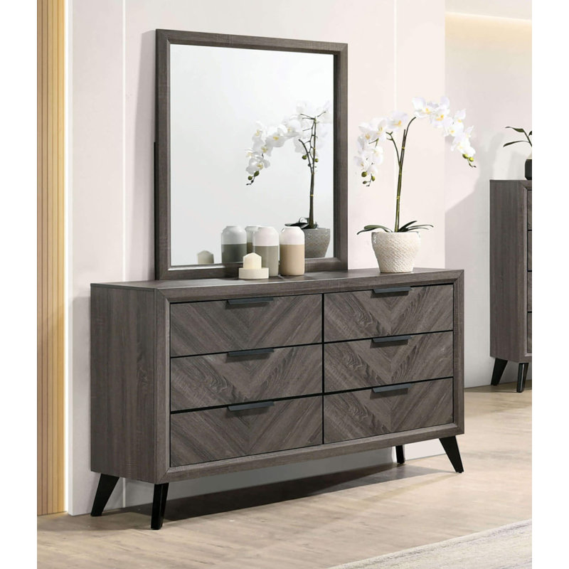 56.6'' W 6 - Drawer Dresser In Gray