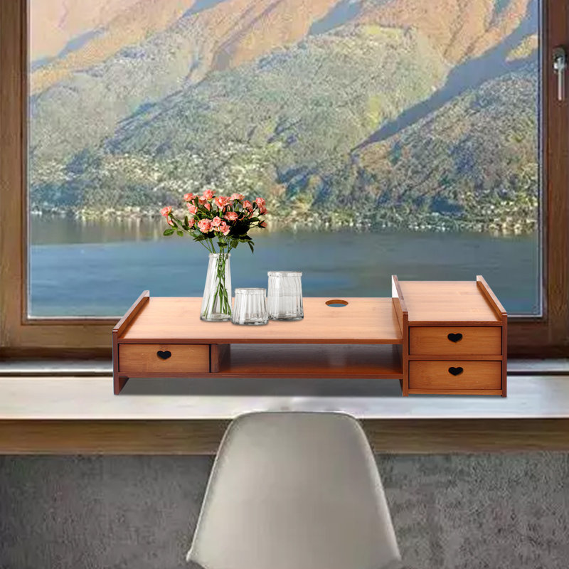 Narx Bamboo Desktop Monitor Stand with Storage Drawer