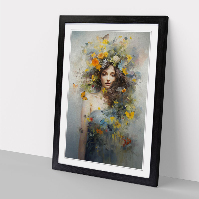 Wildflowers Conceptual No.2 - Single Picture Frame Print on Wood, Black Framed, 46cm H x 34cm W