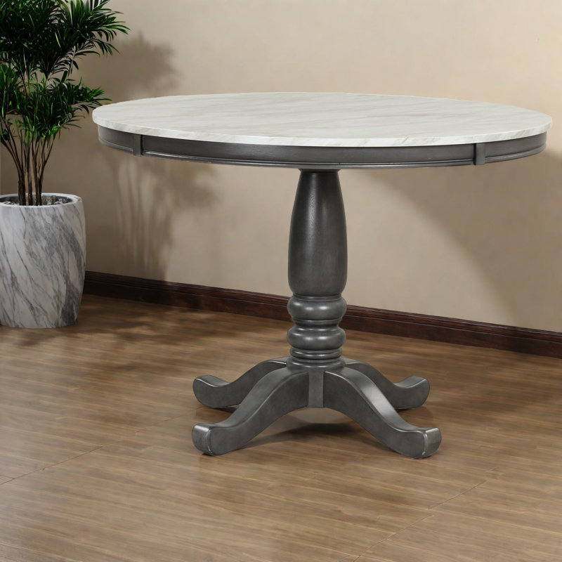 Table de salle à manger moderne en bois massif, finition de style marbre pour la cuisine