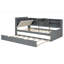 Lit plateforme en bois avec lit gigogne, tablettes et tête de lit-1194553533