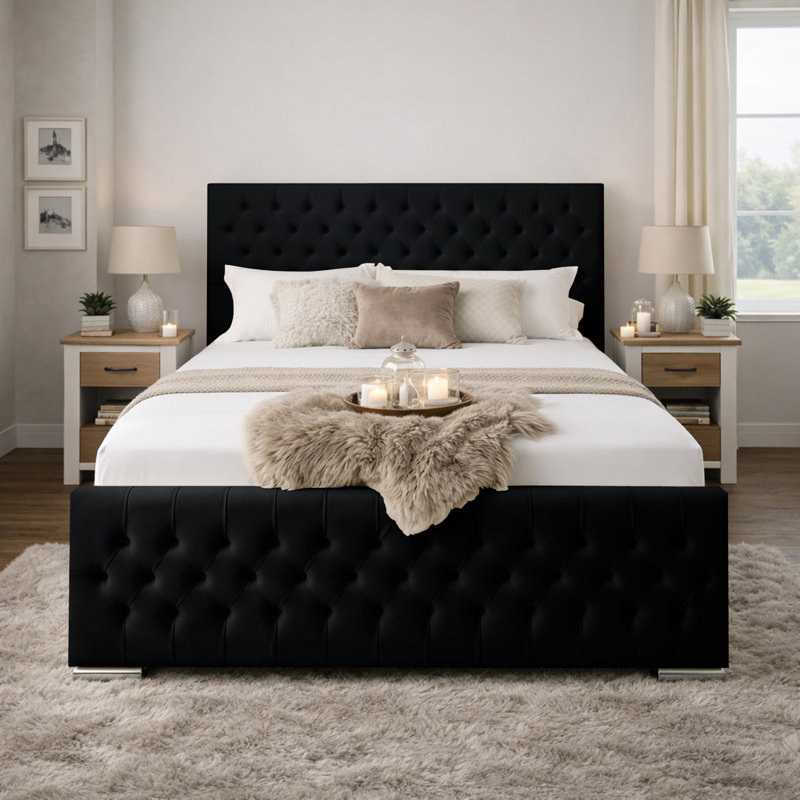 Kensington Upholstered Bed Frame, Black, Single (3')