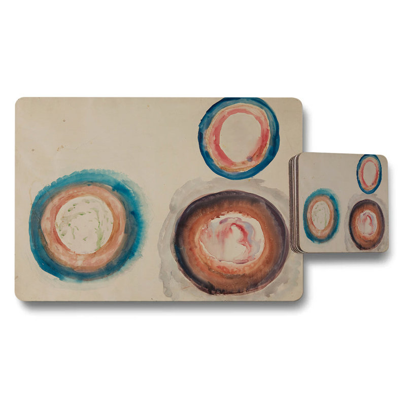 Abstract Circle Watercolor Placemat And Coaster Set