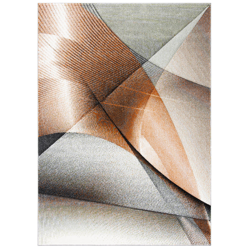 Tapis géométrique gris / orange Tontogany, Tapis de couloir 2 pi 3 po x 6 pi