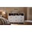 Commode 6 tiroirs avec 3 casiers ouverts en noyer, commode avec compartiments de rangement pour la chambre à coucher-291830526