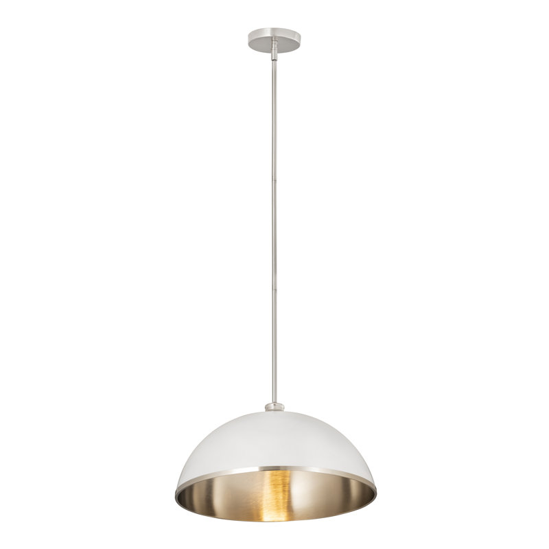 Hagberg 1 - Light Single Pendant, Brushed Nickel, Matte White, 13" H x 20" W x 20" D