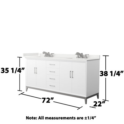 Ensemble de meuble-lavabo double 72 po avec plateau Amici