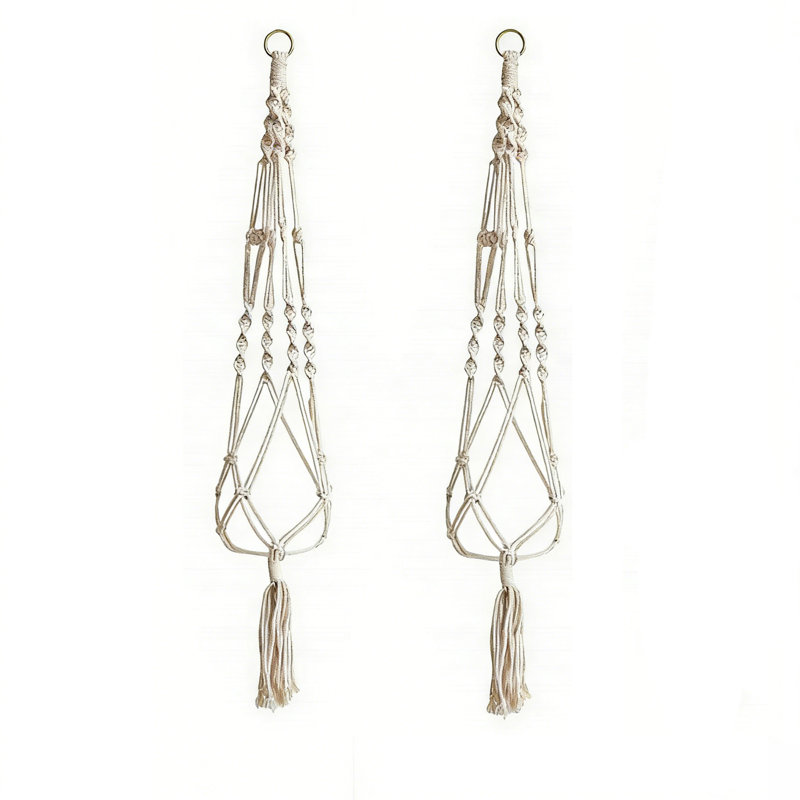 Cintres pour plantes en macramé - pots de fleurs en coton tissé à la main avec pampilles, 2
