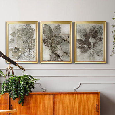 " Birch Leaves I " 3 - Pieces Painting Print