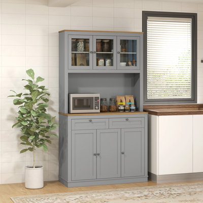 71" Pantry Cabinet w/ Microwave Space Buffet w/ Hutch