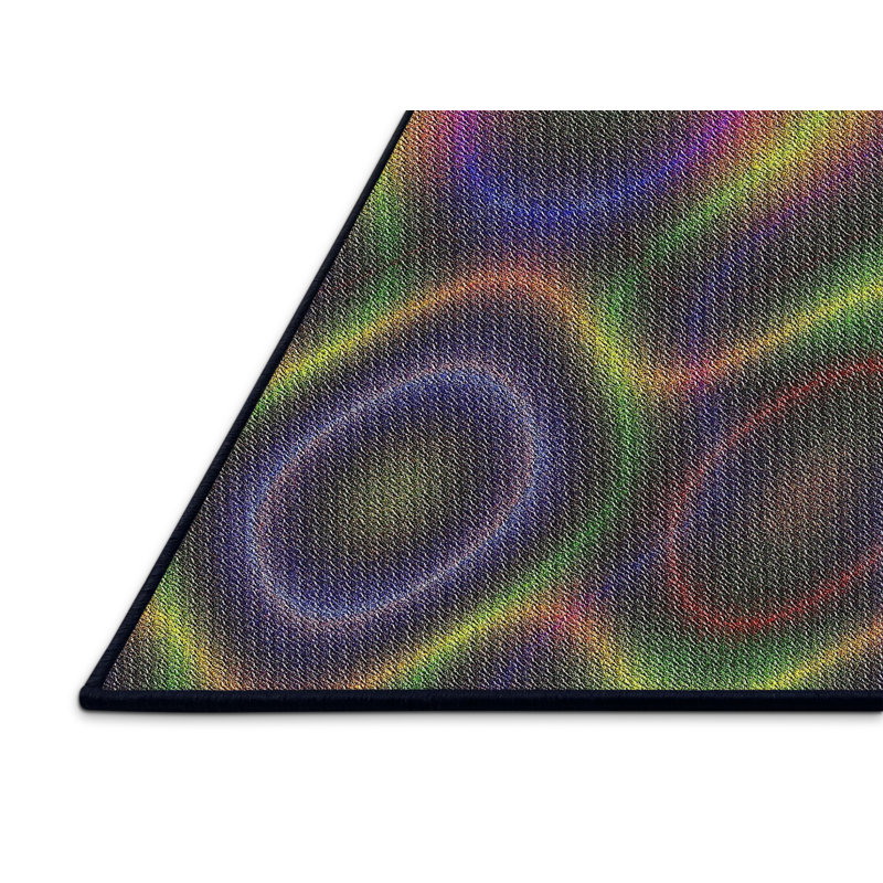 Tapis décoratif à pois noir, Rectangle 6 pi x 9 pi