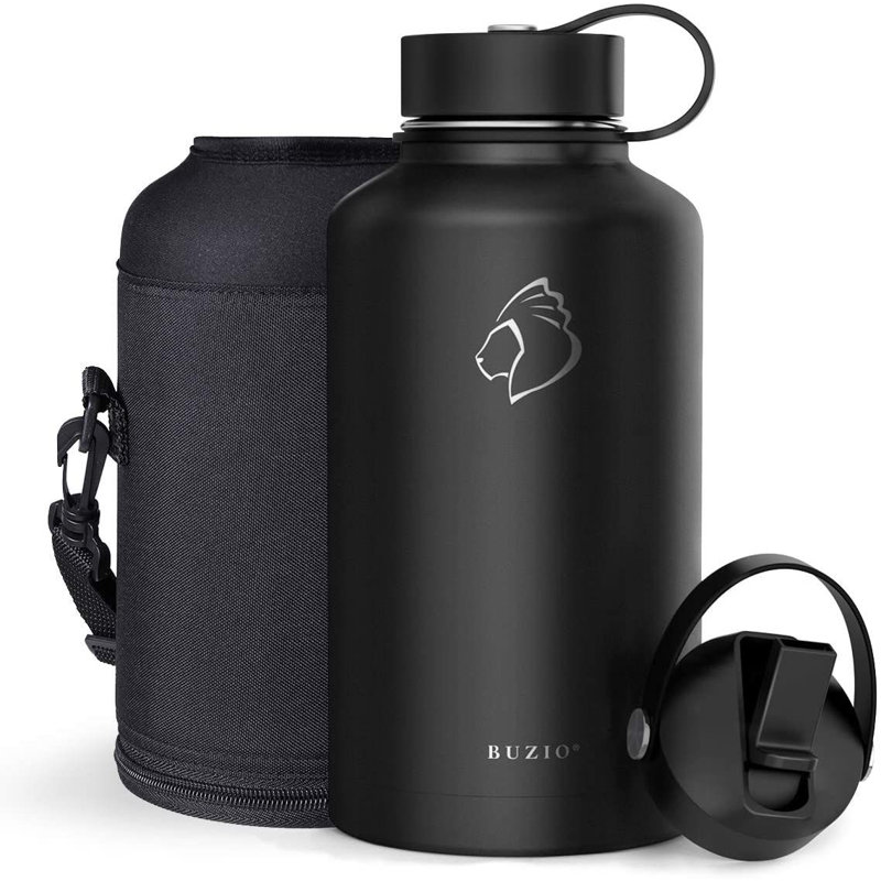 Bouteille d'eau isolée en acier inoxydable 64 oz., Noir
