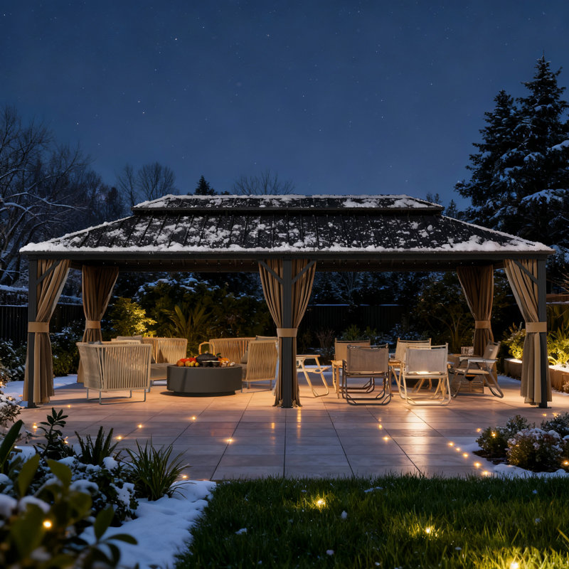 12 Ft. X 24 Ft. Heavy Duty Hardtop Aluminum Gazebo, Extra Large Outdoor Patio Gazebo, Weatherproof Backyard Shade Structure
