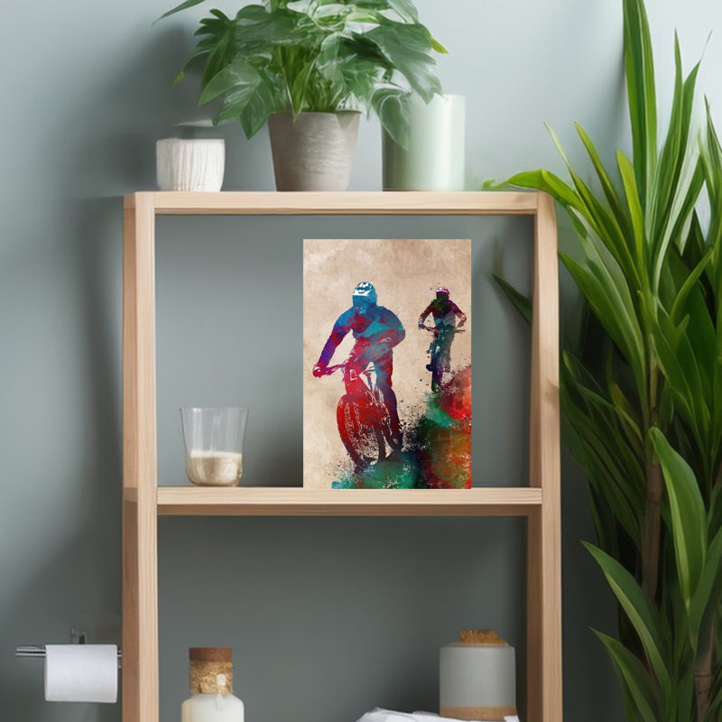 «Vibrant Mountain Bikers», art mural contemporain, H 18 po x l 12 po