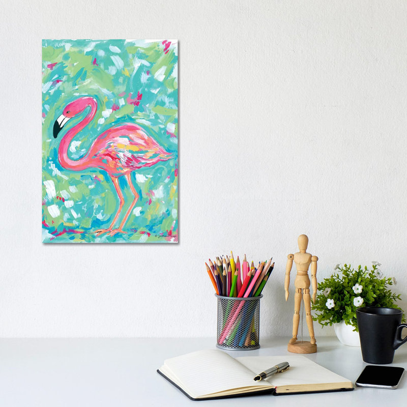 Summer Flamingo 1 Piece Wrapped Canvas Painting, 20.32 cm H x 30.48 cm W