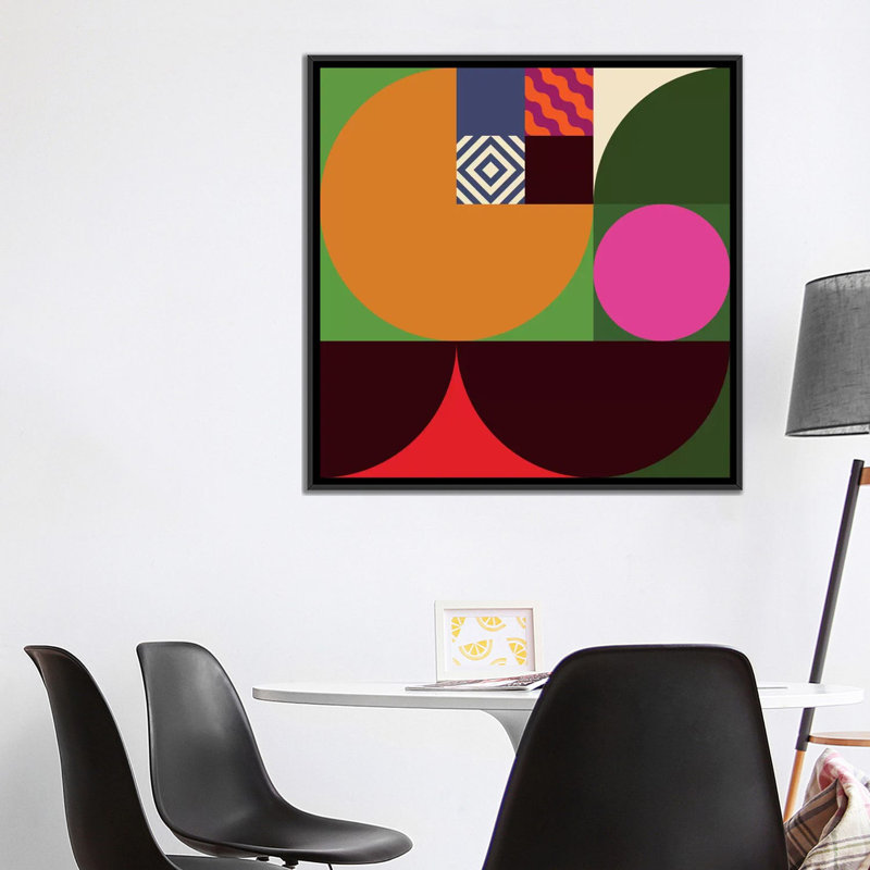 « i », impression sur toile Geo, H 18 po x l 18 po x P 1,5 po, Toile avec cadre noir, Pas de tapis