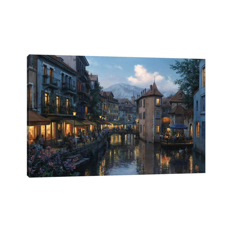Evening In Annecy by Evgeny Lushpin - Wrapped Canvas Painting, 20.32 cm H x 30.48 cm W