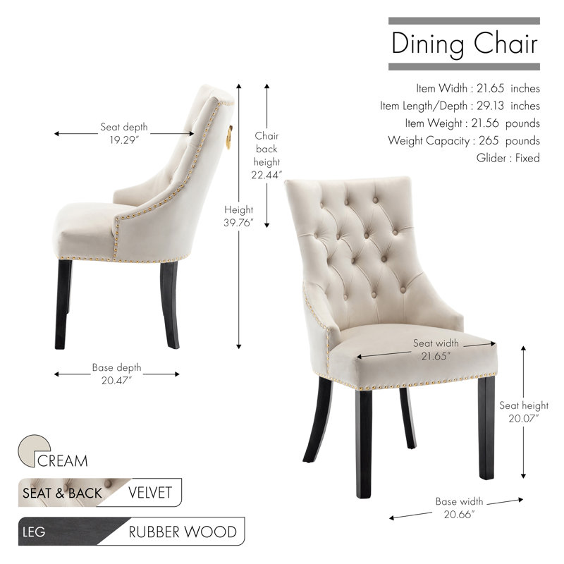 Chaise de salle à manger Dejavu, Velours crème