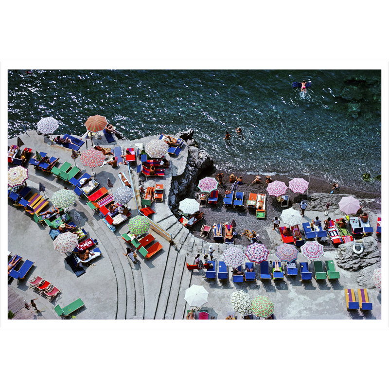 Positano Beach Print by Slim Aarons, 32.5" H x 48.5" W x 0.1" D, Unframed