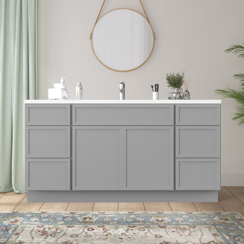 Base de meuble-lavabo simple 66 po seulement, Gris