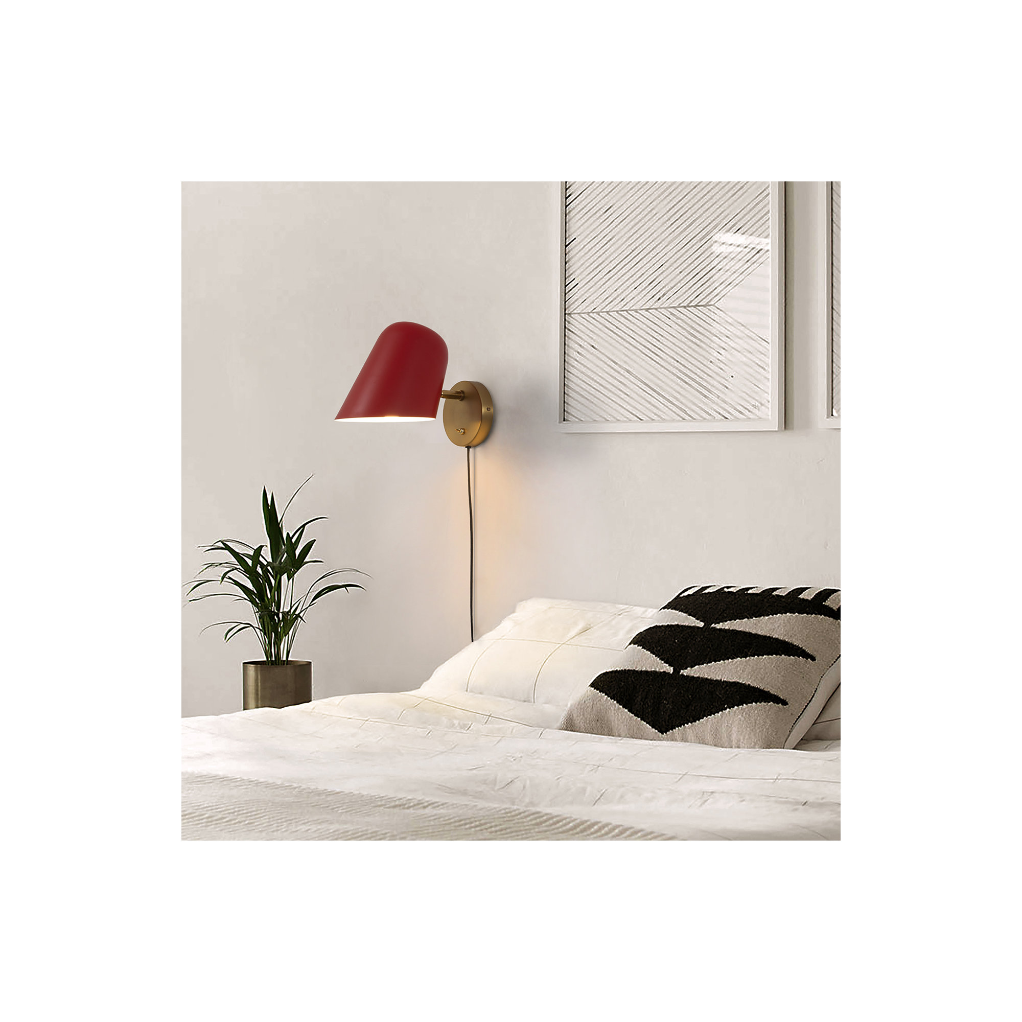 Culver Wall Sconce - plug-in, Crimson Red/Gold