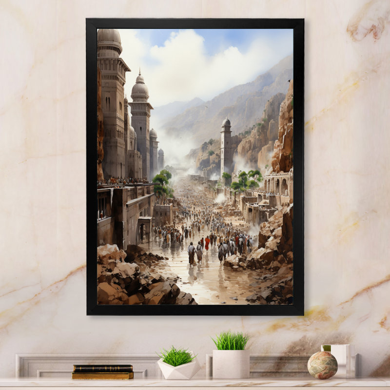 Shaheeya, art du pèlerinage Hadj I, encadré sur toile, Cadre photo noir, H 40 po x l 30 po x P 1,5 po