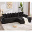 Canapé modulaire en L 110,75 po, canapé modulaire en velours côtelé, avec repose-pieds mobile, porte-gobelets, 8 coussins décoratifs, poche latérale, déplier dans un lit-575755464