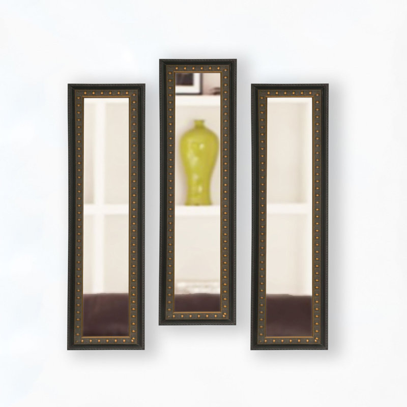 Ensemble de 3 miroirs vénitiens traditionnels et modernes 3 pièces Derrell, H 13,5 po x l 37,5 po