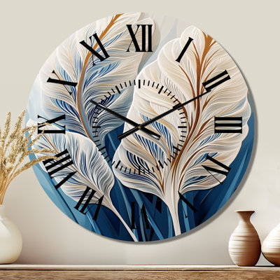 Gilded Pampas Plumes - Boho Metal Wall Clock