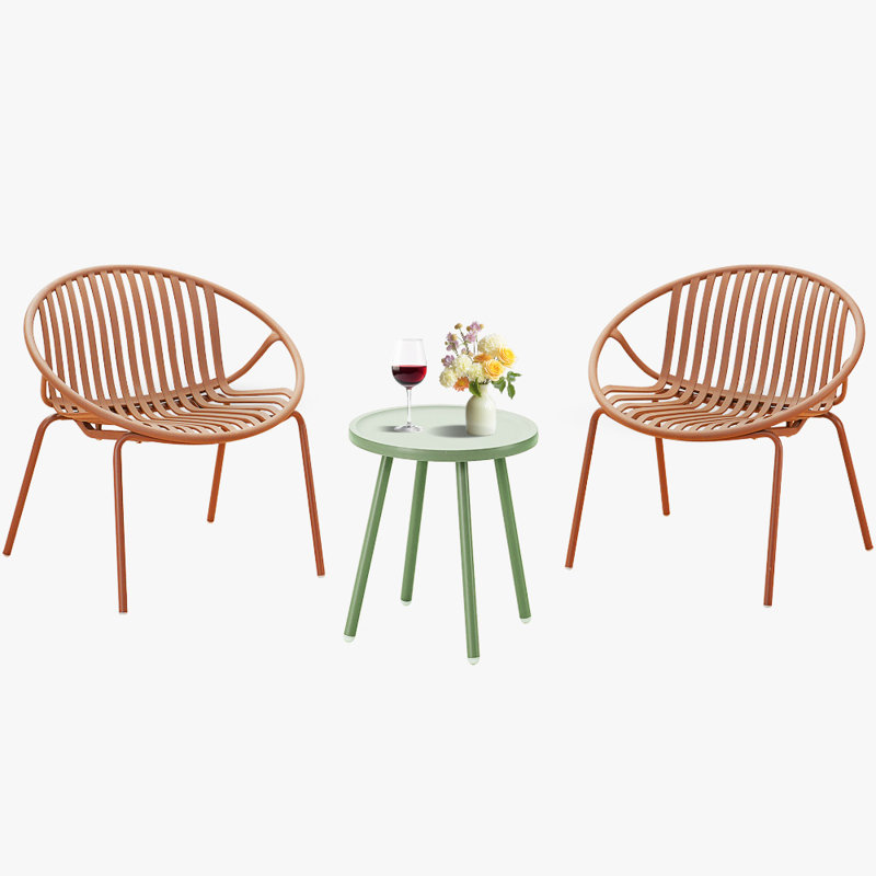 Ensemble de mobilier de patio, ensemble de conversation 3 pièces en résine tressée avec table et 2 chaises en résine, ensemble de conversation pour le jardin