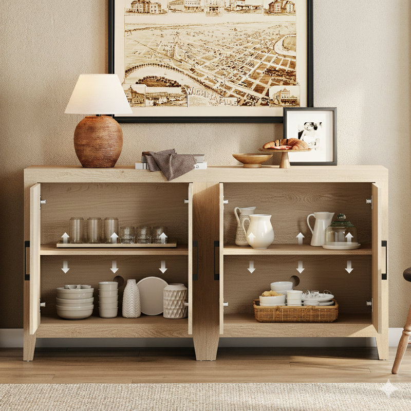74"  Tall Bookshelf With Doors, Large Bookshelf Set Of 3 ,Farmhouse Bookcase With Open Shelves For Living Room, Home Office, Library, Beige