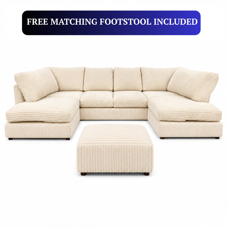 7 Seater Corduroy Sofa Bed, Cream