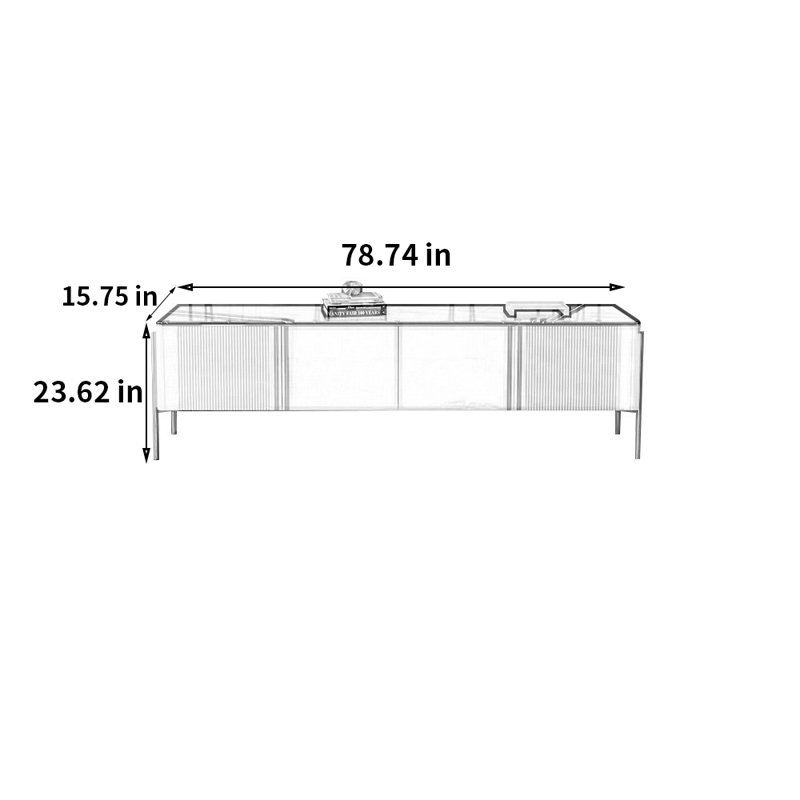 Meuble télé Light Luxury, H 23,62 po x L 78,74 po x l 15,75 po