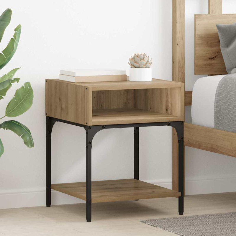 40cm W Manufactured Wood Bedside Table, Artisan Oak