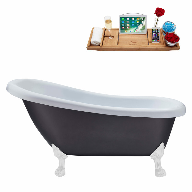 61'' x 27.6'' Soaking Acrylic Bathtub, Glossy White, Glossy White