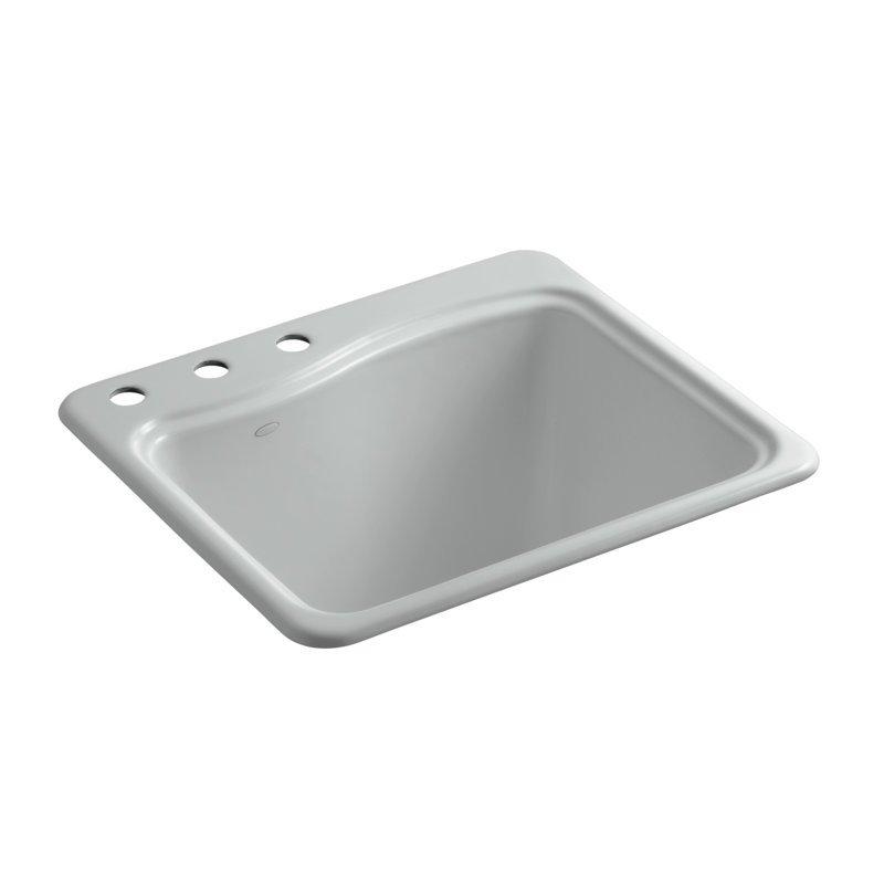 River Falls Metal Rectangular Drop-In Bathroom Sink, 3, Ice Grey