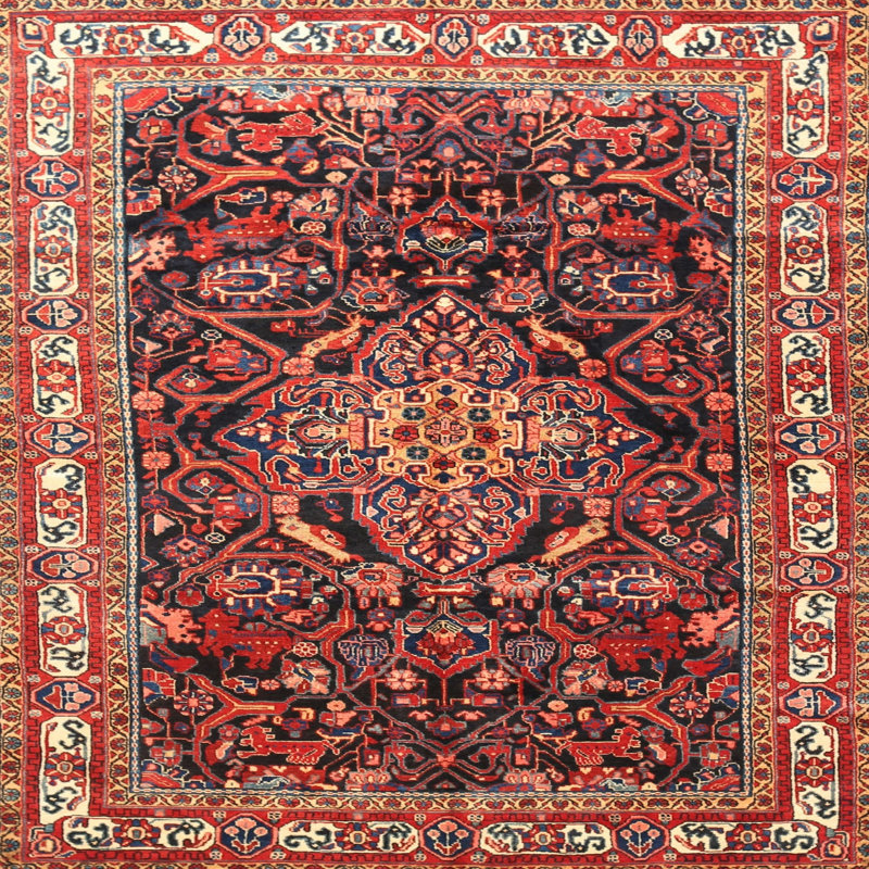 Orange/noir oriental Jonty Tapis décoratif, Rond 4 pi
