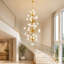 Grand lustre d'escalier moderne en verre 44 lumières (hauteur totale 8,2 pi)