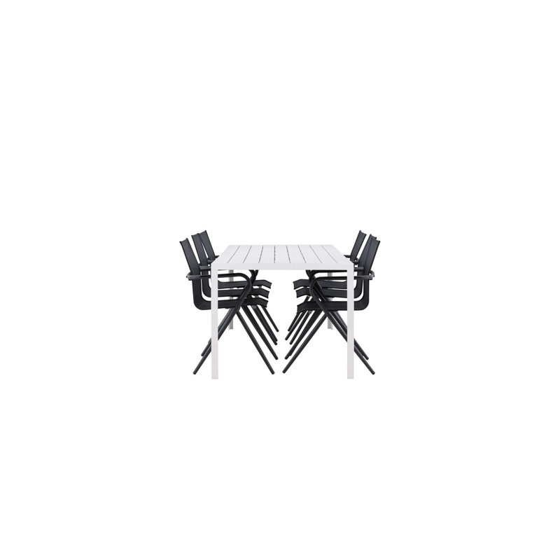 Odessa 6 - Person Patio Dining Set with Rectangular Table, Black