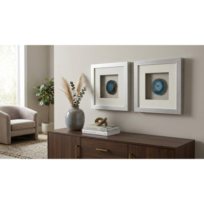 2 Piece Agate Slice Shadow Box Wall Décor Set