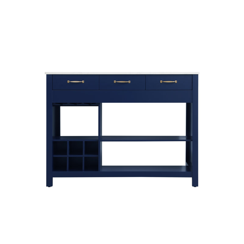 48 inch Kitchen Island, Blue/Gold