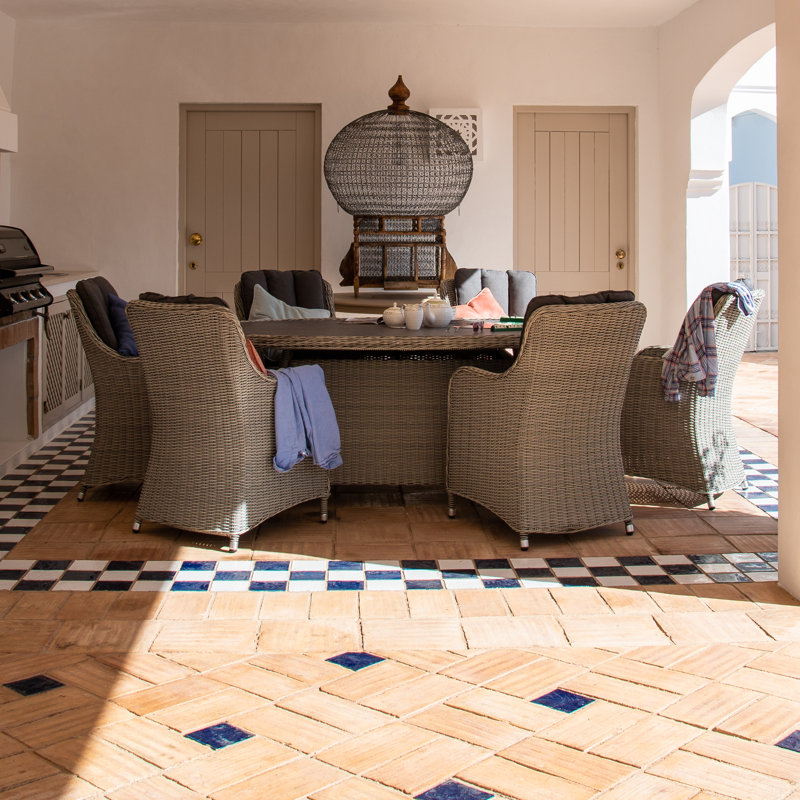 Sofia Rattan 6 Seat Oval Dining Set in Grey