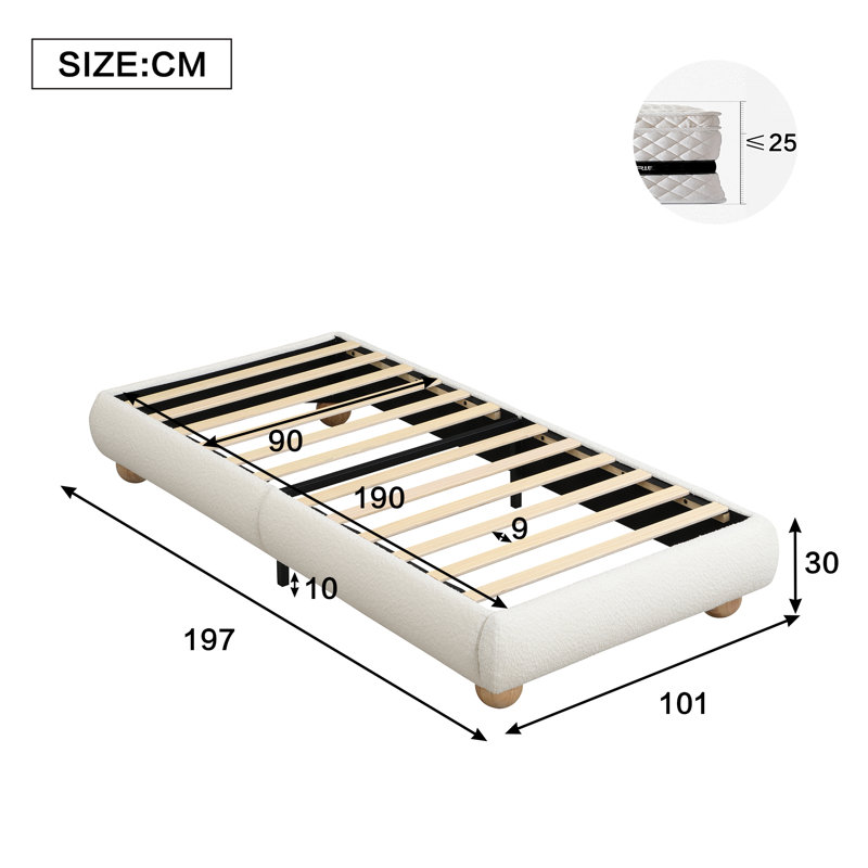 Upholstered Bed, Single (3')
